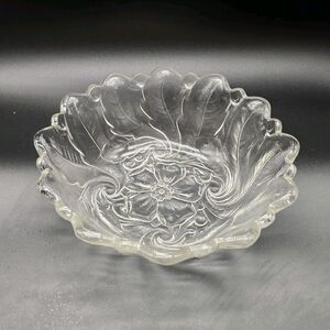 Indiana Glass Master Berry Salad Fruit Serving Bowl Wild Rose Pattern Clear